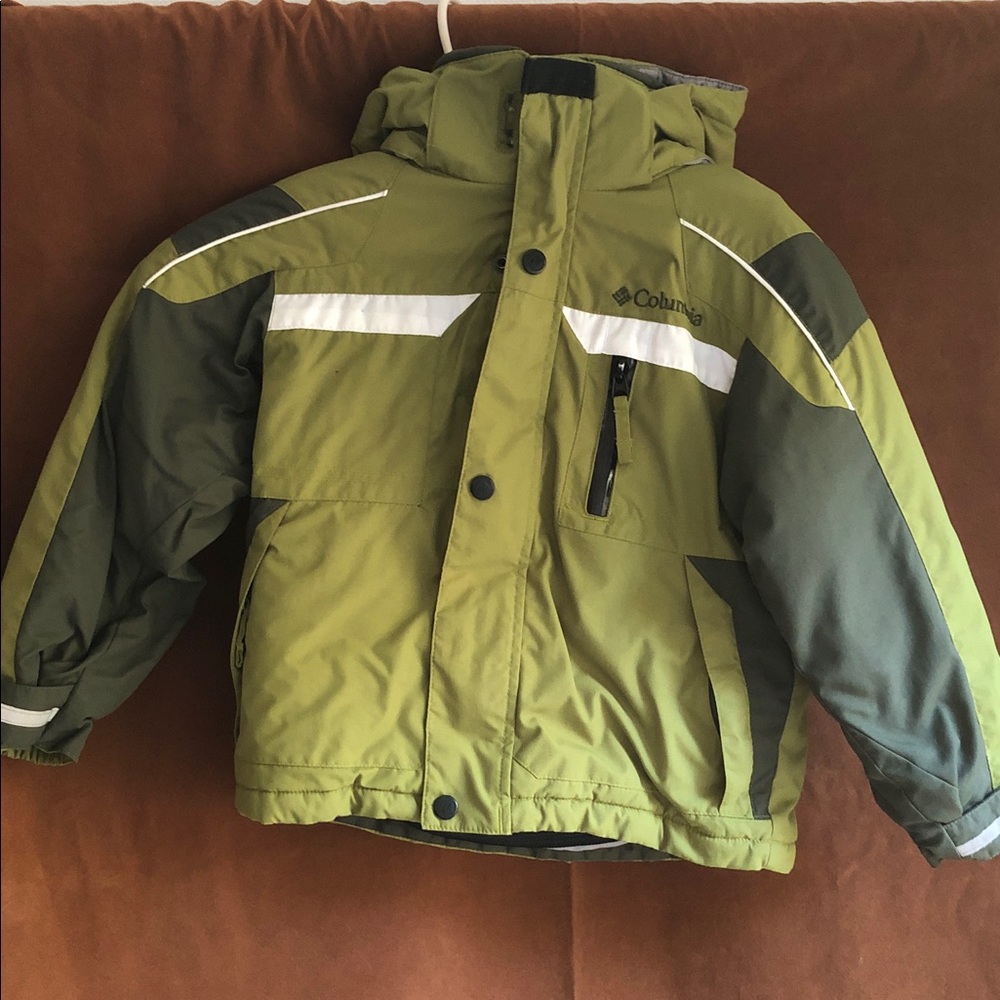 Columbia Kids Olive Green and Dark Green Hooded Puffer Jacket